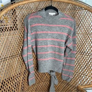Wayf Gray and Pink Striped Women's Sweater